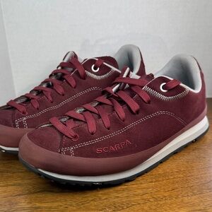 Scarpa Womens Margarita Suede Sneakers Hiking Shoes, Maroon, UK 40.5 US 7.5